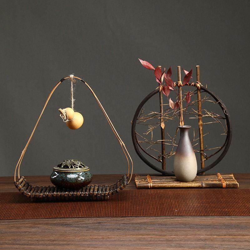 手工竹排葫芦饰品自然桌面装饰茶点托盘小吃托盘碟子杯垫香炉基地,淘宝优惠券,粉丝福利购,淘宝优惠卷