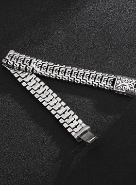 嘻哈风手链男款古巴链幸运图腾手饰品个性潮流欧美时尚男饰品钛钢