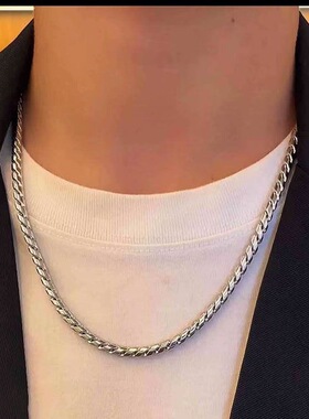 钛钢项链男士粗扭鳞龙骨链子潮男高质感霸气时尚简约ins个性百搭