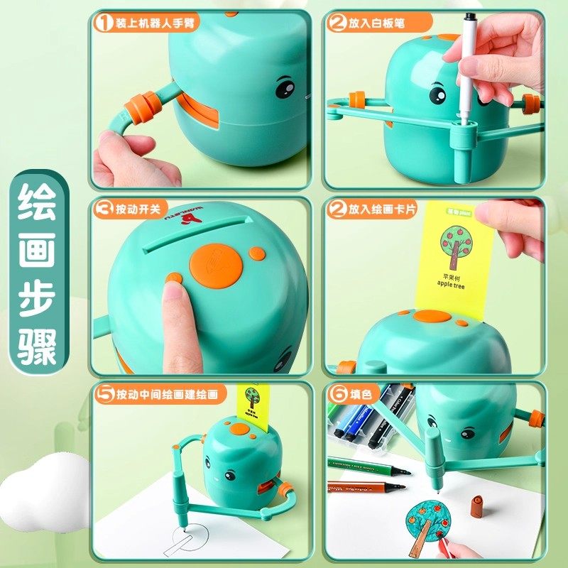 自动画画机器人儿童早教机婴幼儿启蒙绘本3-8绘画学习机益智玩具,淘宝优惠券,粉丝福利购,淘宝优惠卷