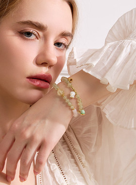 大英博物馆欧洲文化艺术系列绿意铃兰葡萄石渐变双圈手链女生手串