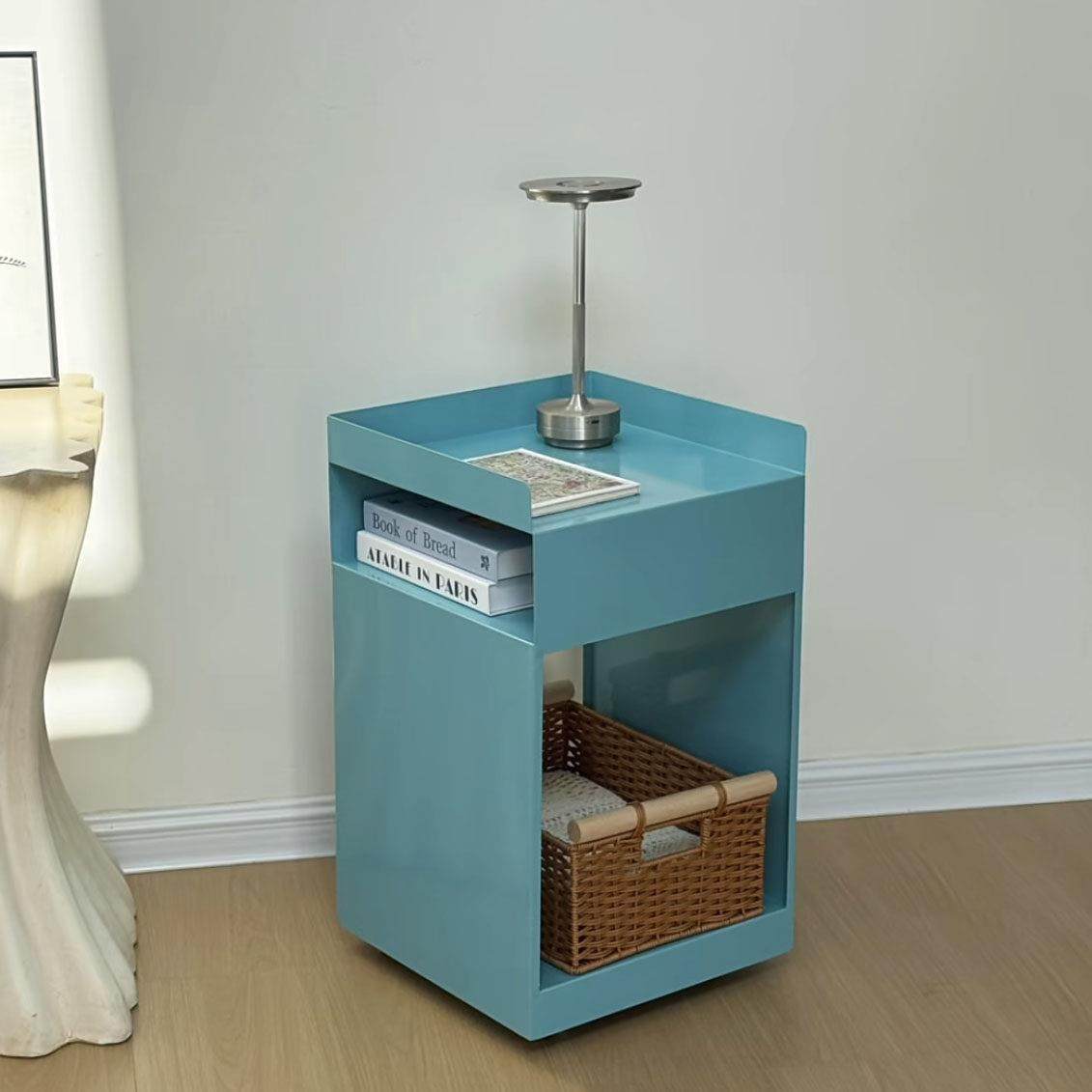 北欧设计师沙发边几家用卧室网红西子蓝床头柜可移动推车收纳边柜,淘宝优惠券,粉丝福利购,淘宝优惠卷