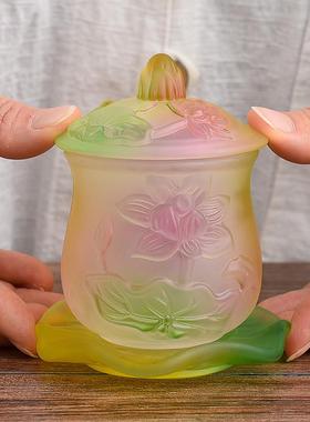 琉璃供水杯供佛杯家用佛前净水杯供奉观音仙家莲花敬神供杯圣水杯