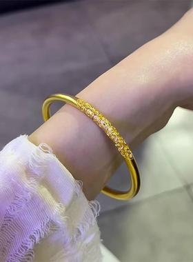 足金包银卷草纹金手镯999女