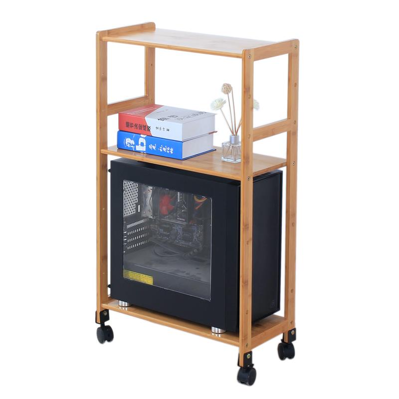 Nanzhu desktop computer main chassis bracket integrated printer storage rack floor-standing mobile bracket storage shelf wooden