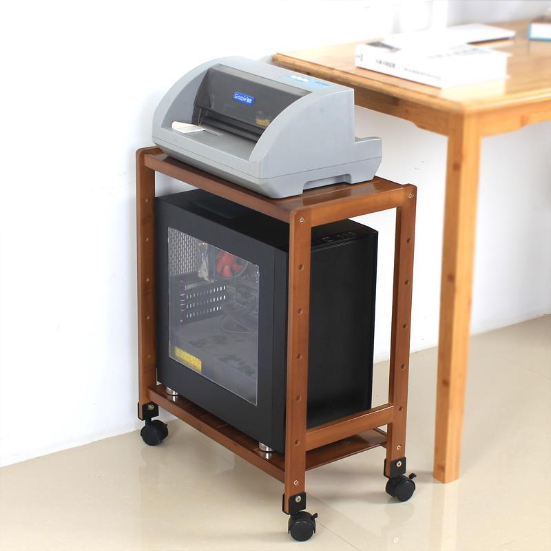 Nanzhu desktop computer main chassis bracket integrated printer storage rack floor-standing mobile bracket storage shelf wooden