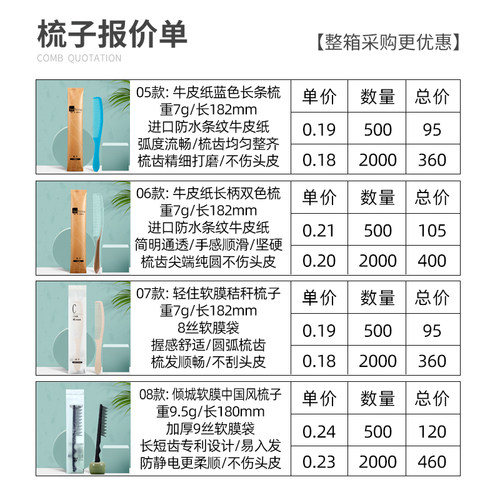 【100把11元】一次性梳子酒店专用 宾馆民宿洗漱用品X高档木梳头 - 图1