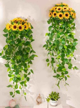 壁挂式绿植装饰花墙壁仿真绿萝挂墙植物墙面假花客厅藤条花篮挂饰