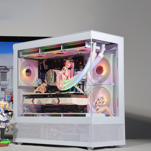 硕一 V930电脑机箱台式主机m-atx白色ATX全景侧透海景房360水冷 - 图0