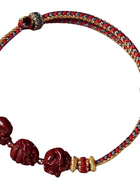 2024年属龙猴鼠三合六合本命年红绳手链男女朱砂手串手工编织手绳