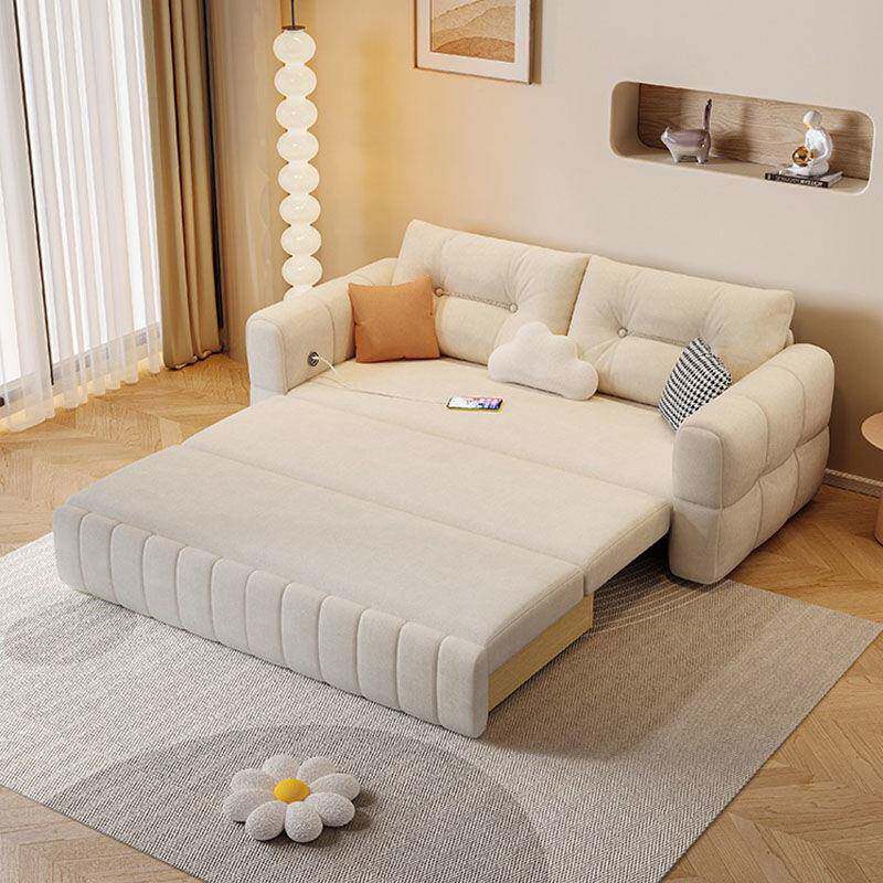 床新款奶油猫爪多功绒沙发可折叠两用小能户无品牌/型双人布客厅 - 图1