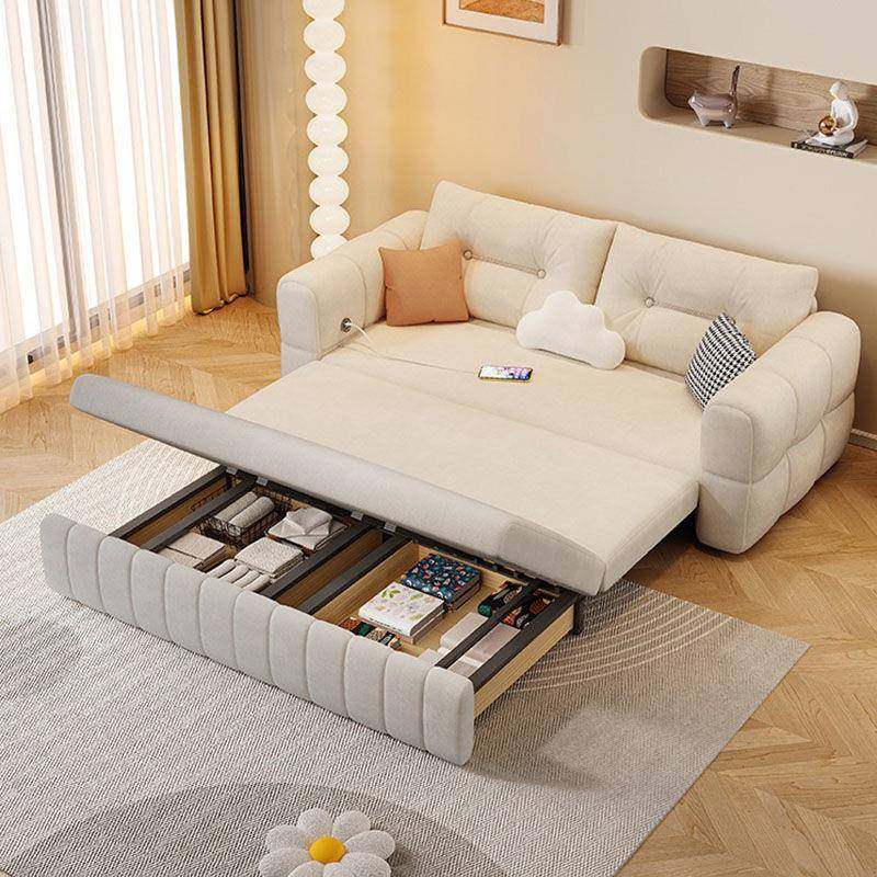 床新款奶油猫爪多功绒沙发可折叠两用小能户无品牌/型双人布客厅 - 图2