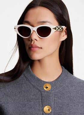 猫眼墨镜谷爱凌时尚韩版防紫外线显瘦欧美高颜值辣妹白色太阳镜女