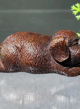 古玩收藏实心铜猪财福小猪生肖猪手把件茶宠茶道文房压纸镇尺摆件