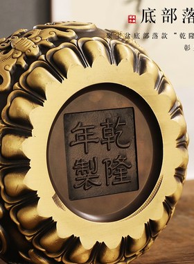 速发纯铜聚宝盆招财摆件黄式家用客厅玄关装中礼品聚财饰铜米缸存