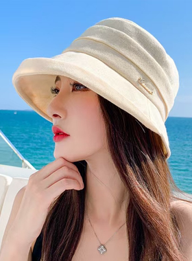 夏季女士大檐渔夫帽可折叠防晒