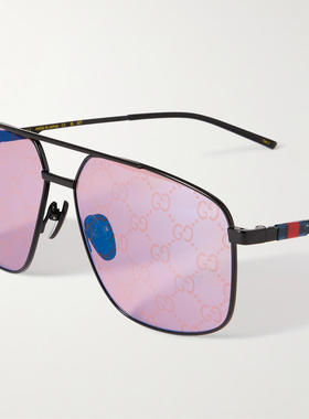 Gucci古驰男士 春夏新品 太阳镜 黑色 Navigator Frame 太阳镜