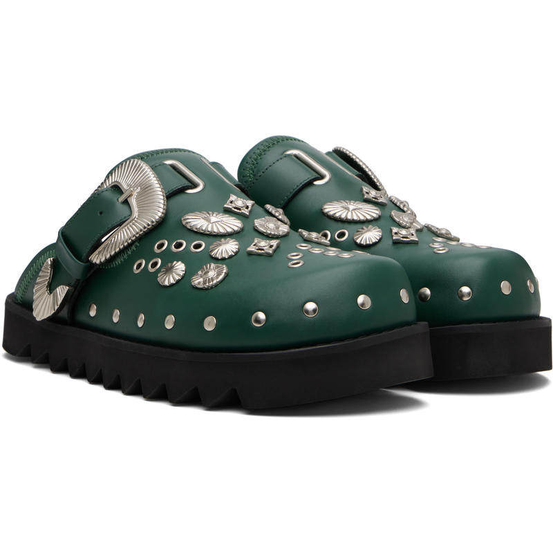 Toga 男士 穆勒鞋 独家发售绿色 Eyelet Metal Sabot 穆勒鞋 - 图2
