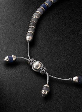 MAOR 男士 手链 Sapet 纯银砂金石珠饰手链