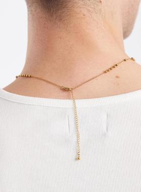 ASOS DESIGN 男士 项链/吊坠 设计防水不锈钢串珠项链(金色)