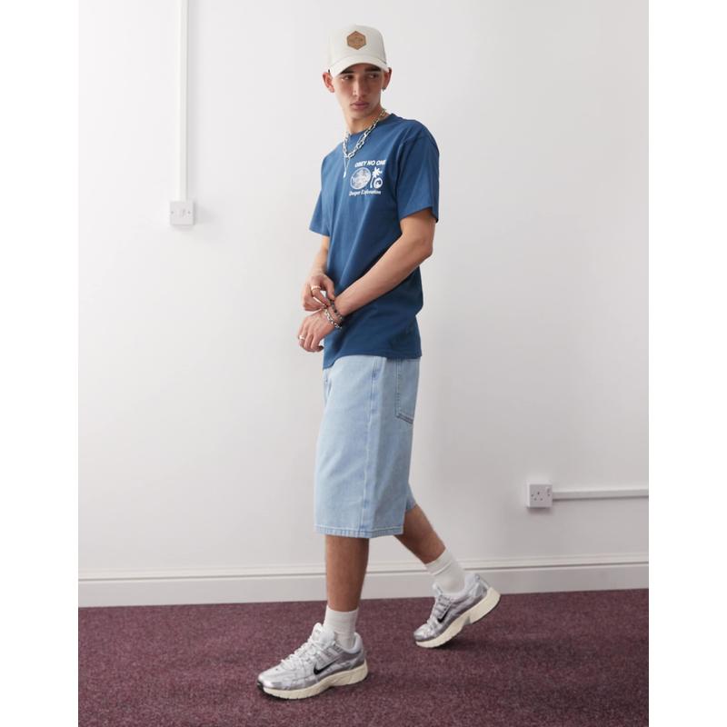 OBEY 男士 T恤 deeper exploration back 印花徽标T恤(蓝色) - 图1