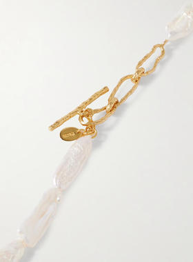 PACHAREE 女士 秋冬新品 项链/吊坠 桦木色镀金珍珠项链