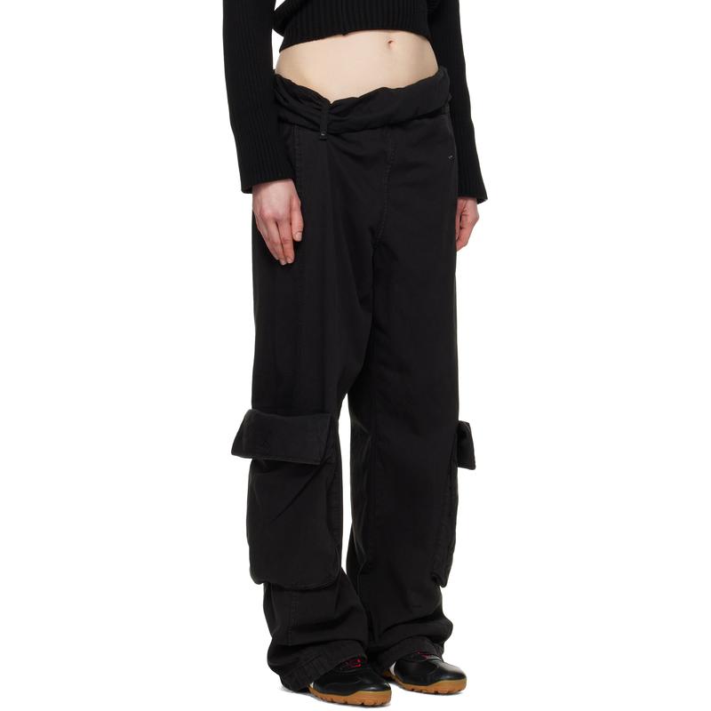 OPEN YY 女士 长裤 黑色 Washed Rolled 工装裤 - 图0