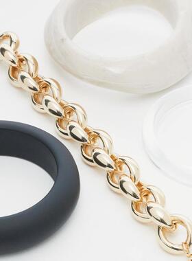 ASOS DESIGN 女士 手镯 设计树脂链条手镯(黑色/白色)