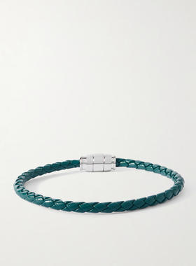 Montblanc 男士 手链 Meisterstück 3-Ring 不锈钢编织皮革手链