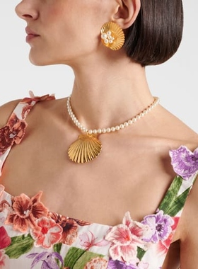 Jennifer Behr 女款Siren 人造珍珠镀金项链 迷衣时尚