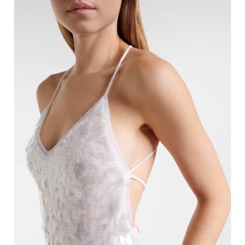 Norma Kamali 女士 连体衣 Fara 珠片半透视网纱连体衣,淘宝优惠券,粉丝福利购,淘宝优惠卷