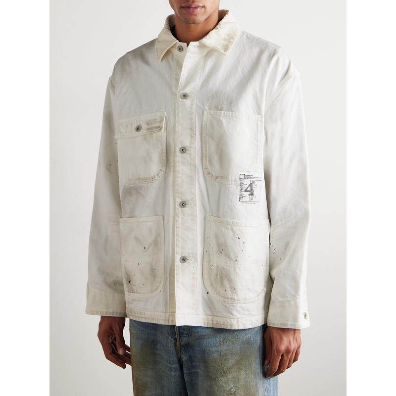 NEIGHBORHOOD 男士 SS26 夹克 灯芯绒饰边颜料溅染牛仔布夹克,淘宝优惠券,粉丝福利购,淘宝优惠卷