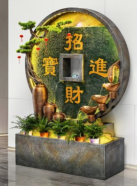 水幕墙假山流水喷泉景观装饰品办公室内公司M大厅落地摆件开业礼