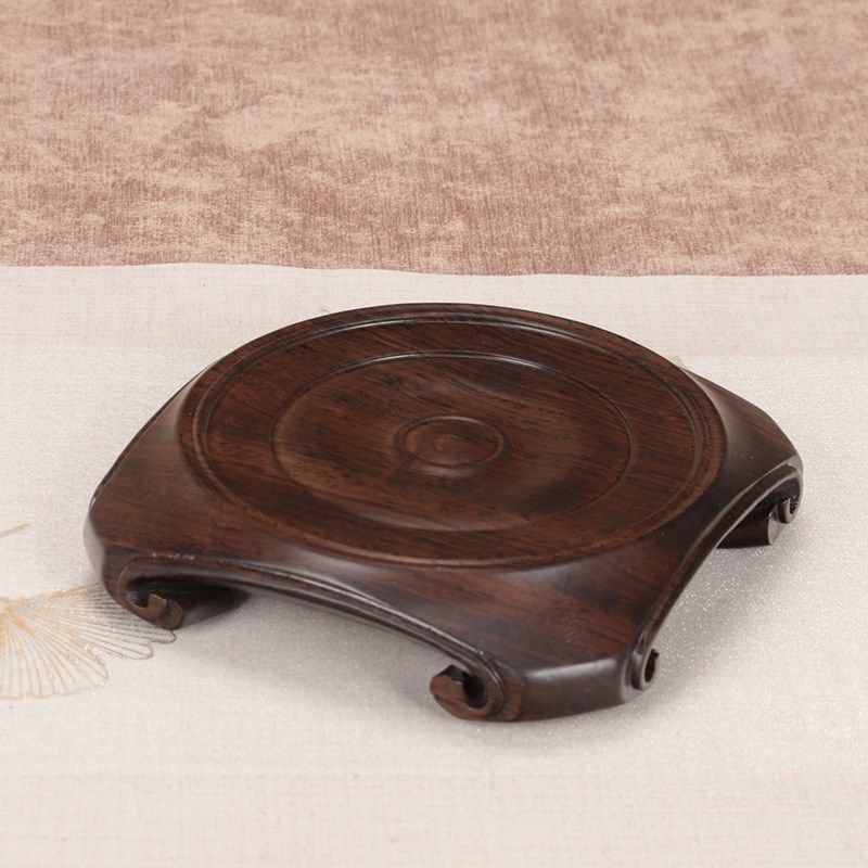 黑檀整木圆形实木底座紫砂壶瓷器花瓶古董葫芦香炉鱼缸花盆木托架,淘宝优惠券,粉丝福利购,淘宝优惠卷