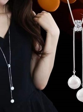 珍珠毛衣链长款女简约项链日韩国 项饰品百搭配饰直销