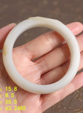 Nji致膏糯~55.5稀有带糖白玉籽料手镯有原皮朕开仓