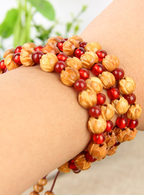 桃木手串莲花佛珠手链男女桃木文玩莲花珠子多圈随身护身饰品项链