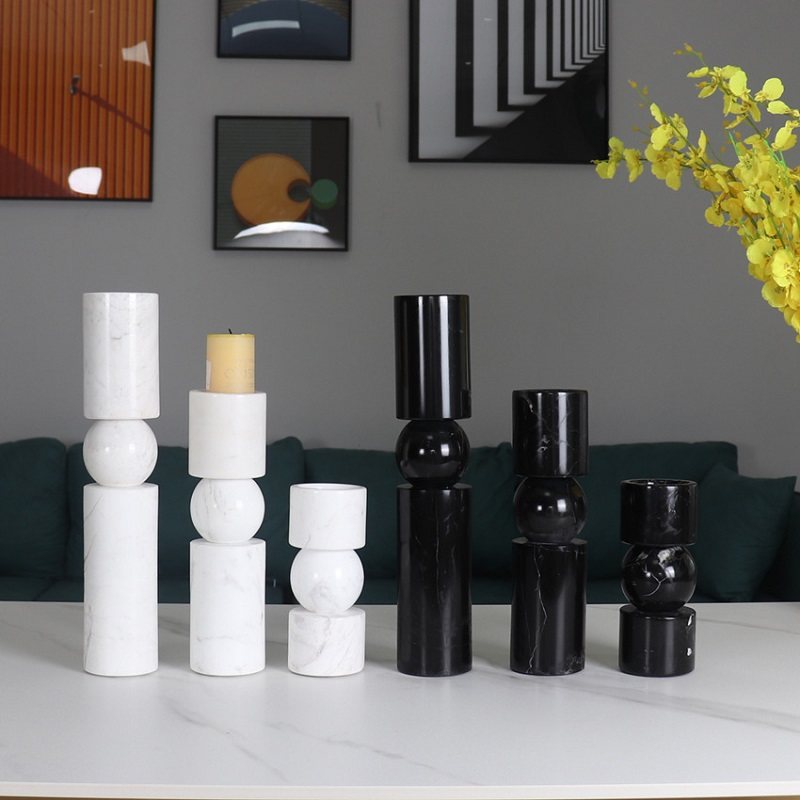 轻奢风大理石圆柱花瓶玄关桌酒店民宿饭厅客厅样板间烛台装饰摆饰,淘宝优惠券,粉丝福利购,淘宝优惠卷