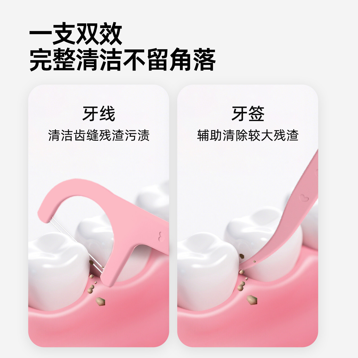 奈斯帝nicedae双线牙线含氟线棒便携清洁护理口腔家庭装100支*2袋
