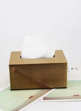 现代家用抽纸创意装饰茶几课厅餐桌摆件高档轻奢风美式简约纸巾盒