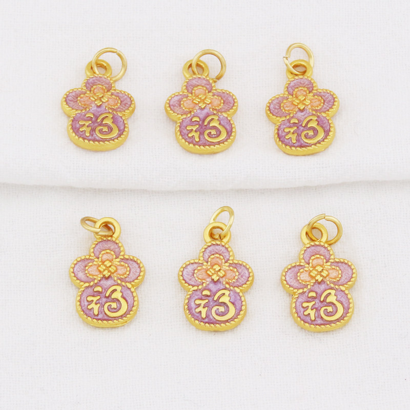 久不掉色古法哑金滴油福花葫芦吊坠隔珠手链项链配饰手工编织吊坠,淘宝优惠券,粉丝福利购,淘宝优惠卷