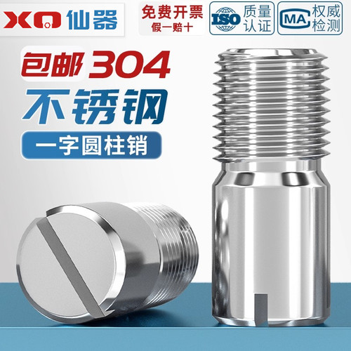 304不锈钢GB878一字槽外螺纹圆柱销定位销轴 M2M2.5M3M4M5M6M8M10 - 图1