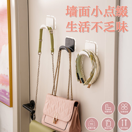 包包挂钩门后挂衣钩丝巾挂架领带门卧室墙壁挂免打孔耳机挂架门背 - 图1