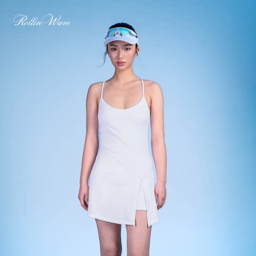 RW015｜莎拉波娃温网夺冠小白裙网球裙带胸垫带打底裤 - 图1