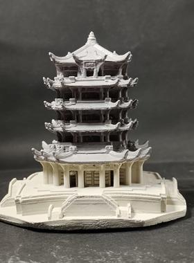 手工制水泥黄鹤楼摆件古代风格建筑模型微景观水族鱼缸造景装饰
