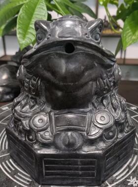 石雕金蟾蜍家观三腿八卦金蝉蓝石水喷饰品公司开店景观装修