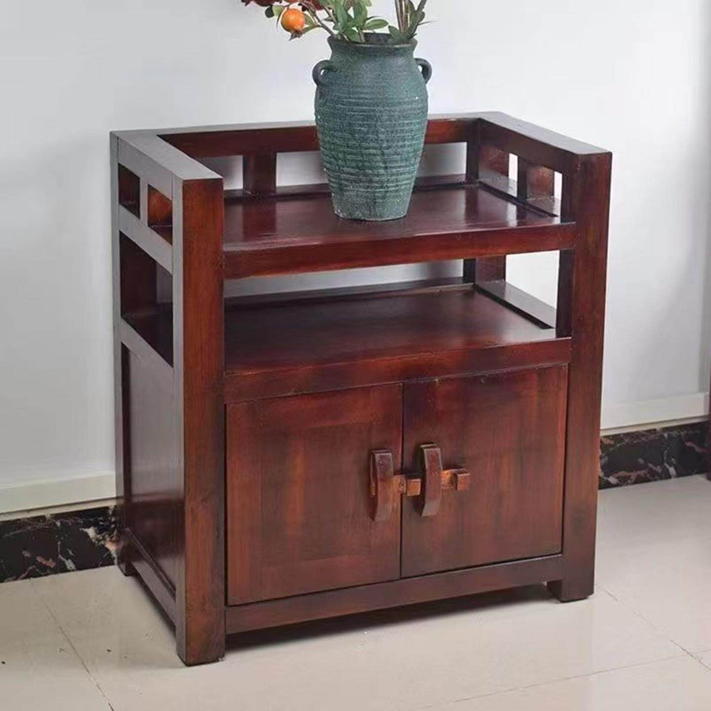 Solid wood sideboard, new Chinese style tea side cabinet, tea cabinet, corner table, storage cabinet, tea set storage rack, removable