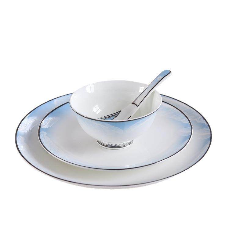 白金边陶瓷家用餐具日用米饭碗餐厅热菜盘子骨质瓷碗盘碟套装,淘宝优惠券,粉丝福利购,淘宝优惠卷