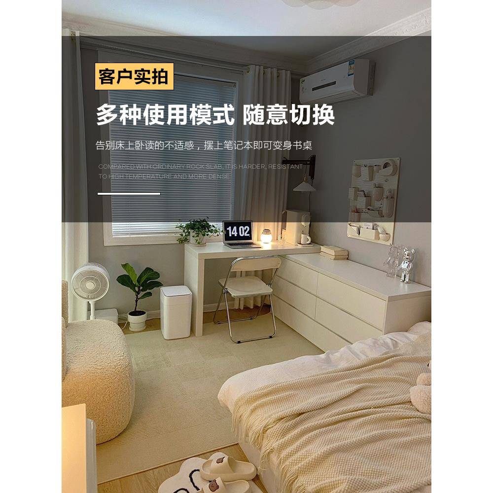 梳妆台斗柜一体卧室床头柜书桌化妆台一体高级轻奢奶油风化妆桌子 - 图2