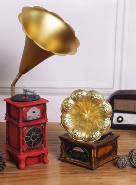 直销新款复古怀旧带钟表乐器系列摆件 酒柜玄关咖啡厅工艺品桌面